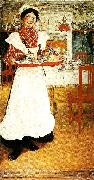Carl Larsson martina -martina med frukostbrickan oil painting on canvas